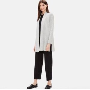 EILEEN FISHER Organic Cotton Herringbone Longline Jacket Cardigan Size Small